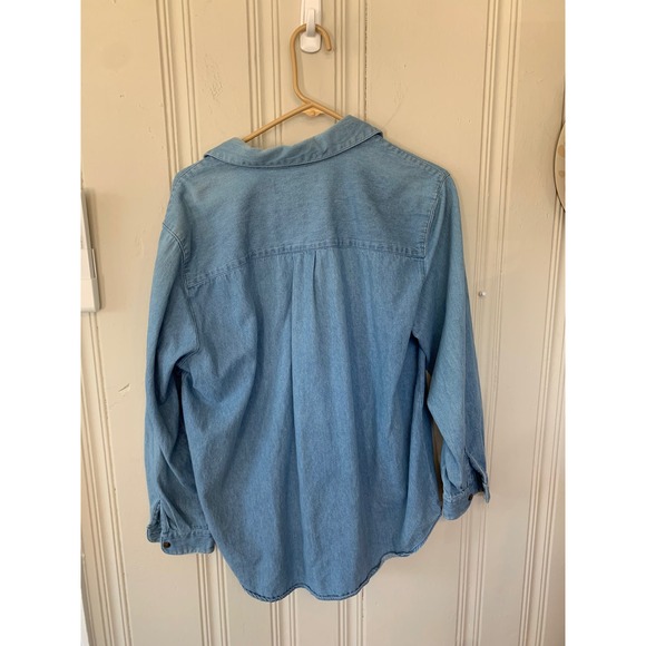 Karen Scott Womens Christmas Denim Shirt Embroidered Nutcracker Teddy Bear Blue - Picture 4 of 4